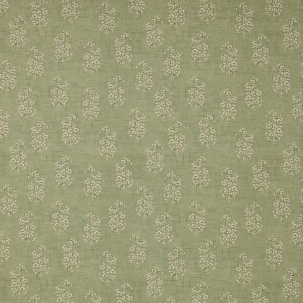 Thalassa Fabric - Pine by green botanical cotton fabric from iLiv