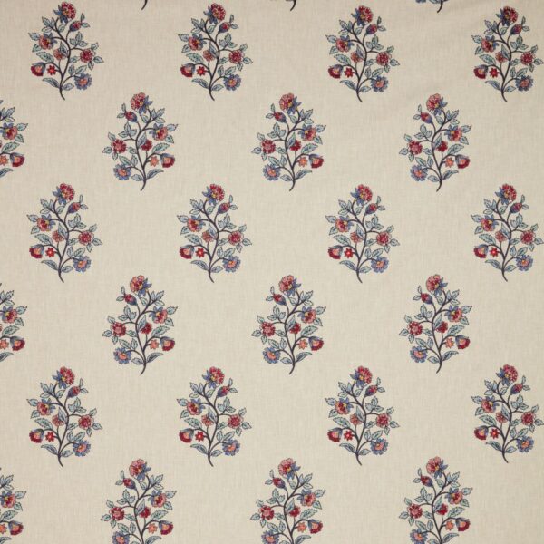 Elara Fabric - Carmine by purple botanical embroideried fabric from iLiv
