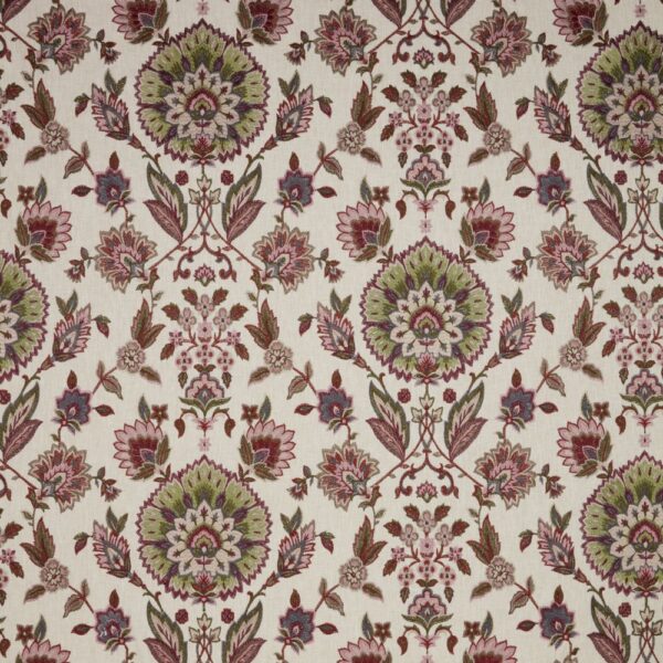 Jaipuri Fabric - Mulberry by red botanical embroideried fabric from iLiv