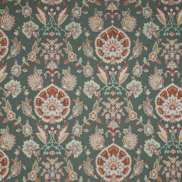 Jaipuri Fabric - Pine by green botanical embroideried fabric from iLiv