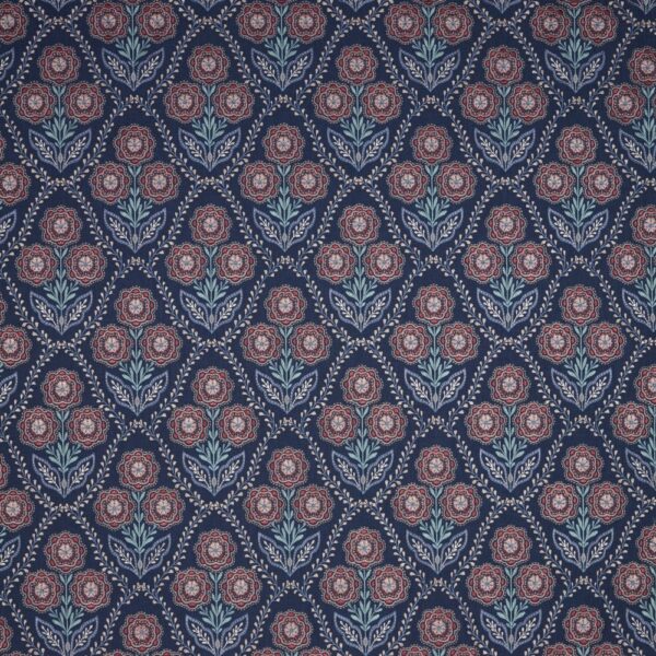 Marcella Fabric - Ink by purple botanical embroideried fabric from iLiv