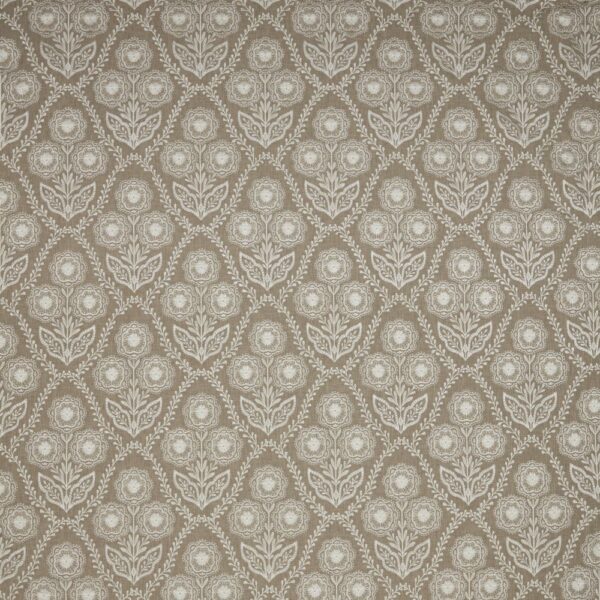 Marcella Fabric - Limestone by neutral botanical embroideried fabric from iLiv