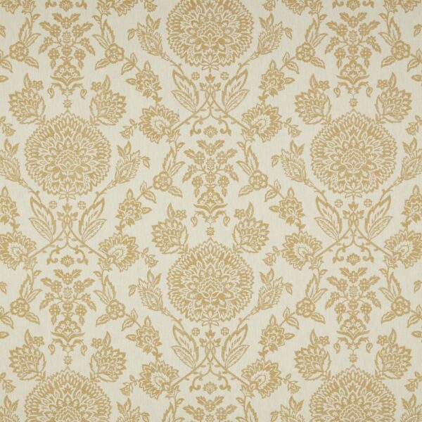 Madurai Fabric - Turmeric by yellow botanical jacquard fabric from iLiv