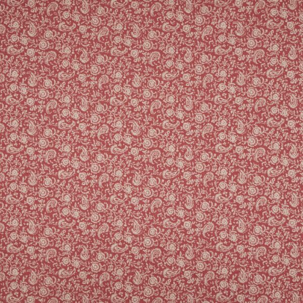 Shimla Fabric - Carmine by red botanical jacquard fabric from iLiv