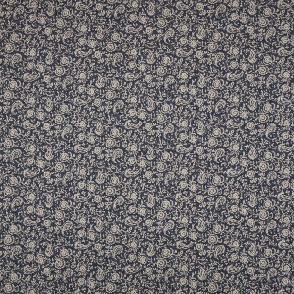Shimla Fabric - Indigo by blue botanical jacquard fabric from iLiv