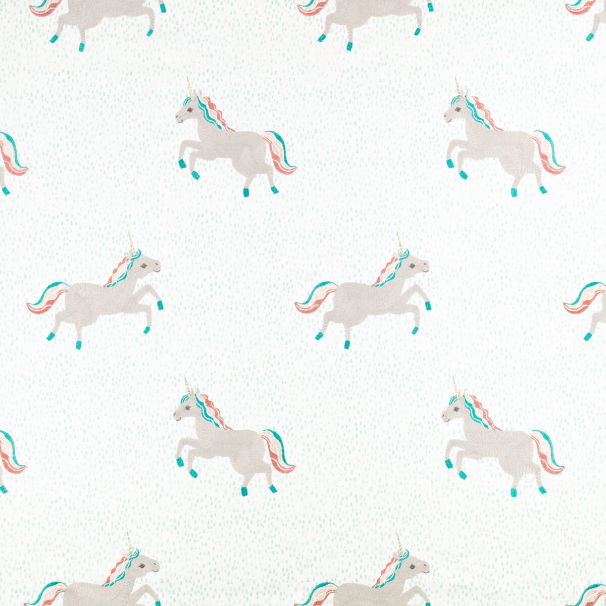 Dancing Unicorns Fabric by multicolour children's embroideried fabric from Villa Nova