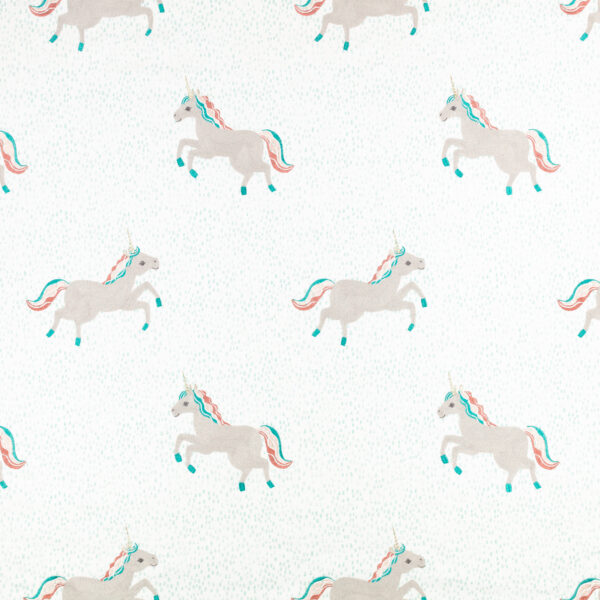 Dancing Unicorns Fabric by multicolour children's embroideried fabric from Villa Nova