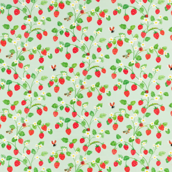 Strawberry Patch Fabric by green children's printed fabric from Villa Nova