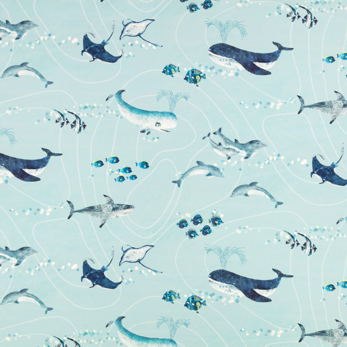 Fintastic Fabric - 1 by blue children's printed fabric from Villa Nova