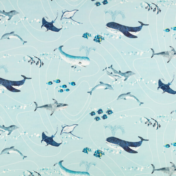 Fintastic Fabric - 1 by blue children's printed fabric from Villa Nova