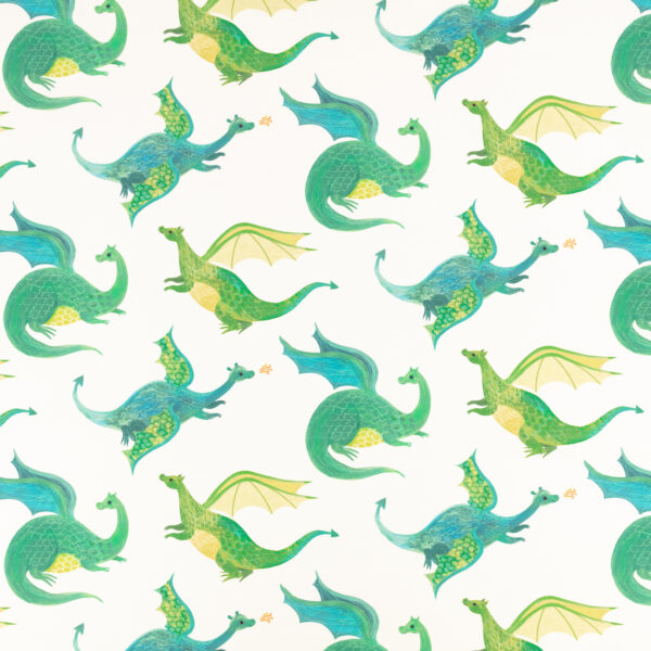 Dragon Dreams Fabric by green children's printed fabric from Villa Nova