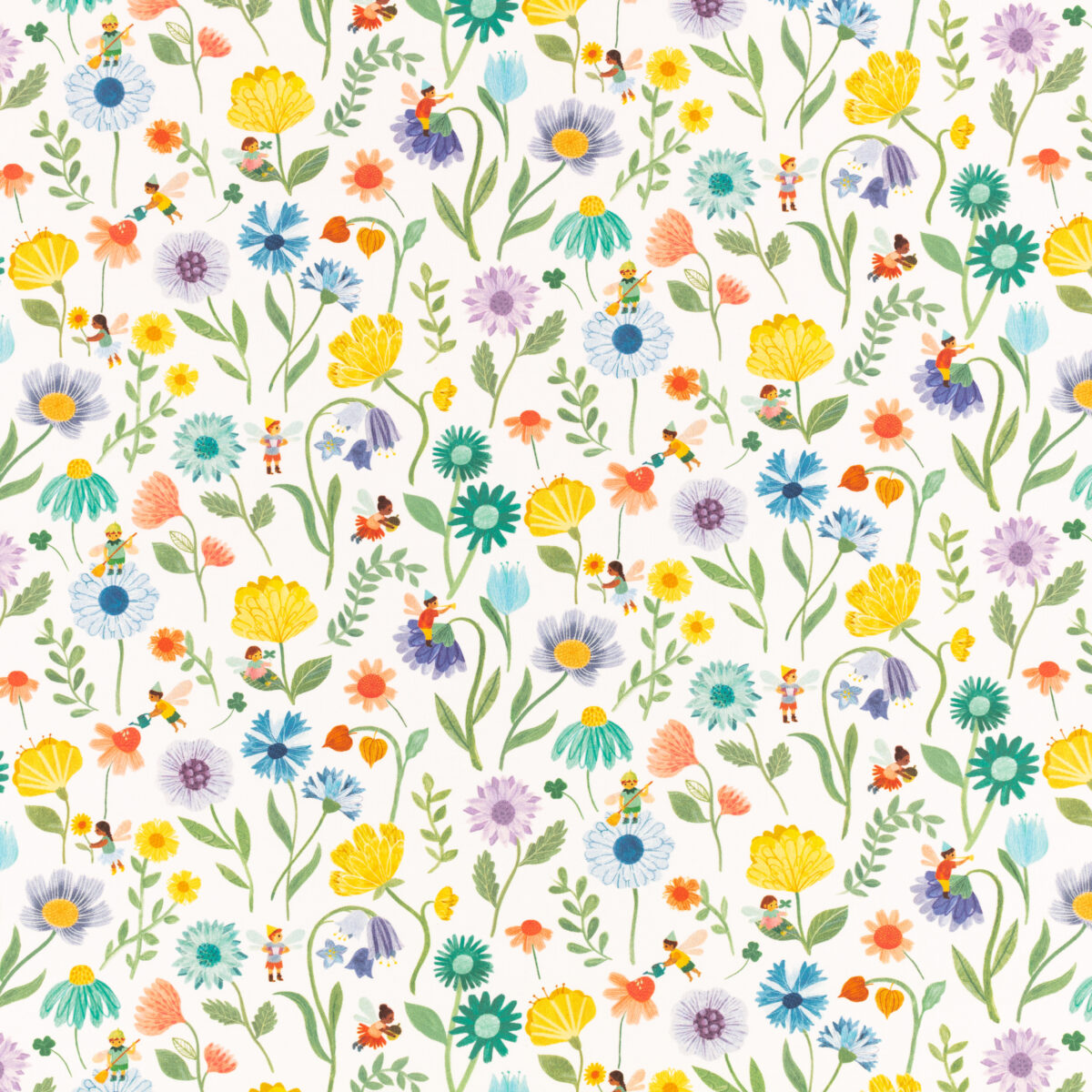 Fairy Garden Fabric by multicolour children's printed fabric from Villa Nova