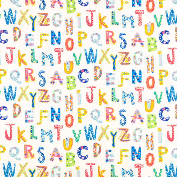 Abc Fabric by multicolour children's printed fabric from Villa Nova