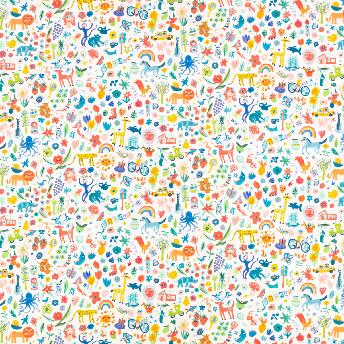 Joy Of Life Fabric by multicolour children's printed fabric from Villa Nova