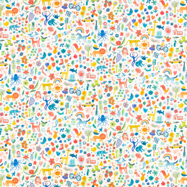 Joy Of Life Fabric by multicolour children's printed fabric from Villa Nova