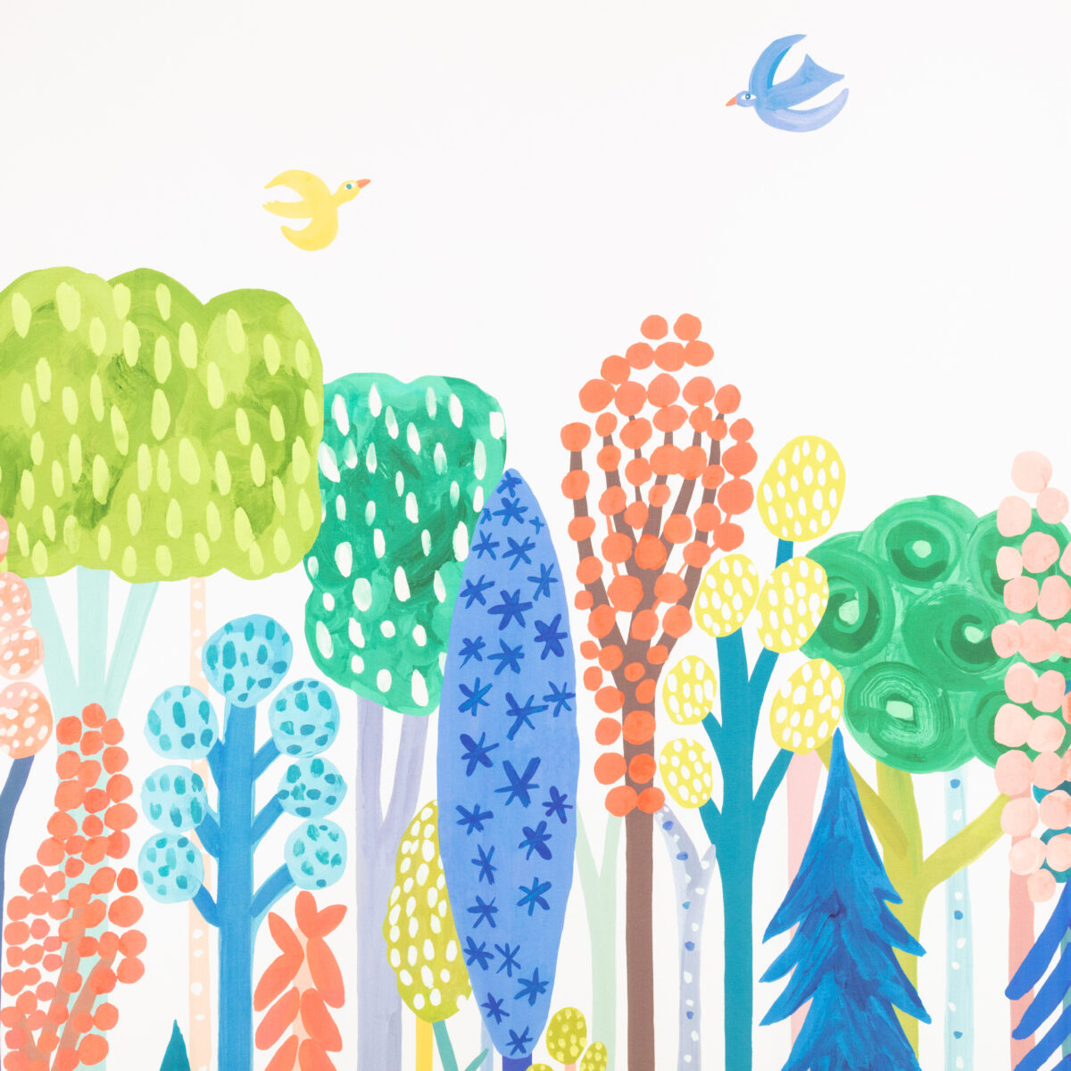 Rainbow Forest Fabric by multicolour children's printed fabric from Villa Nova