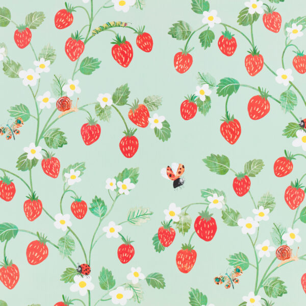 Strawberry Patch Wallcovering - 1 by green children's wallpaper from villa nova