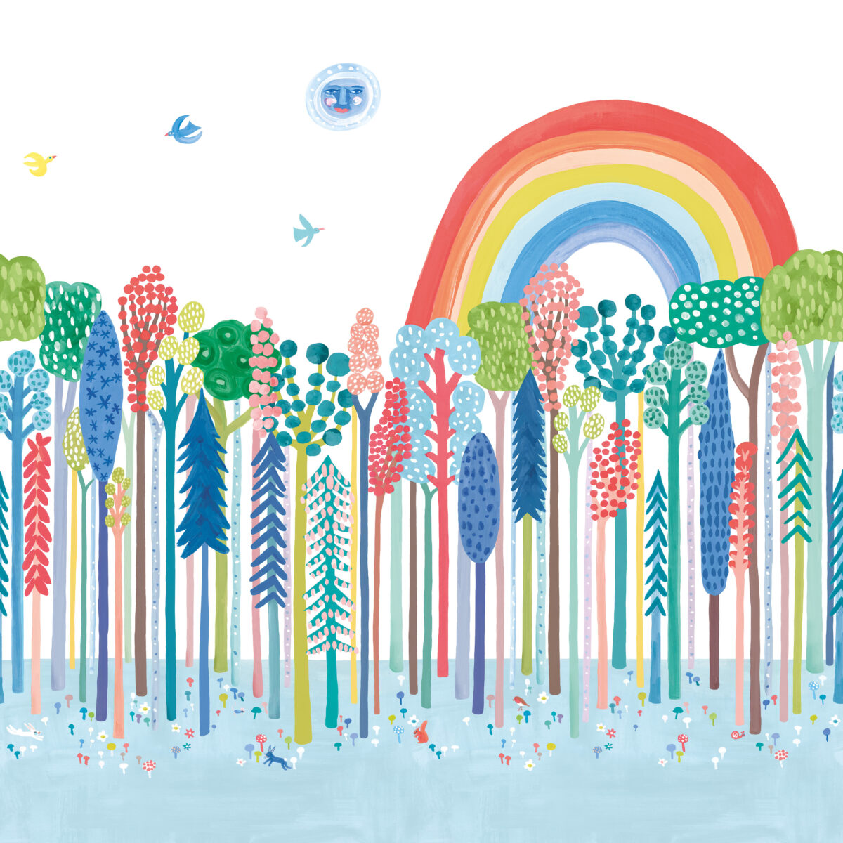 Rainbow Forest Wall Mural - 1 by multicolour children's wallpaper from villa nova