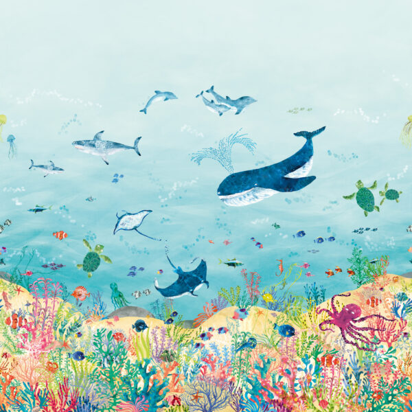 Coral Kingdom Wall Mural - 1 by blue children's wallpaper from villa nova