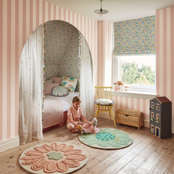 Candy Stripe Wallcovering - Blush by Candy Stripe Wallcovering - Blush from