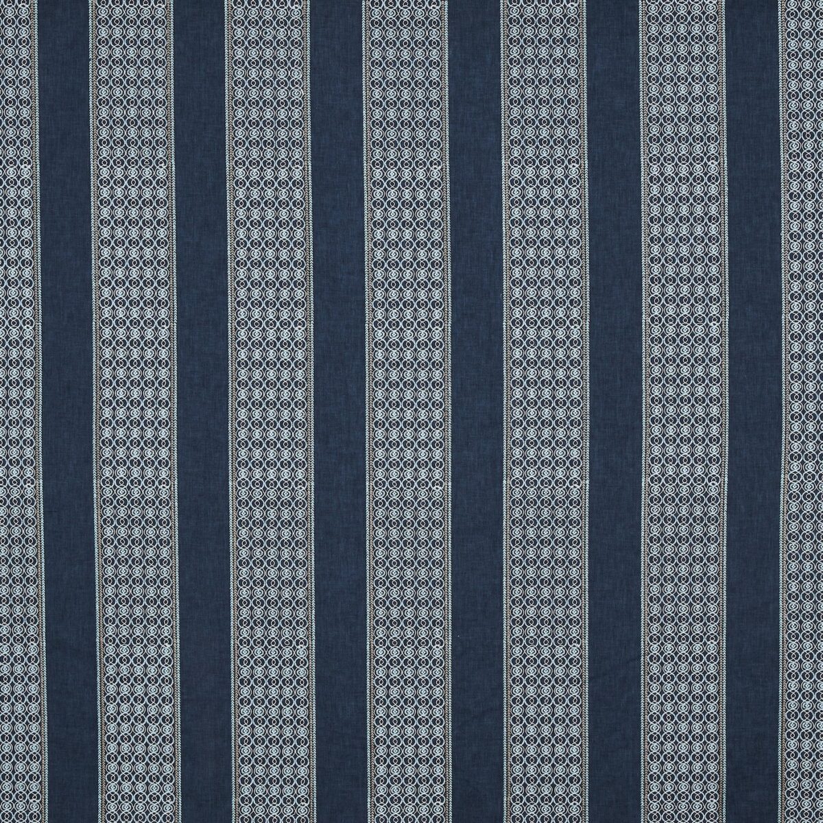 Correlli Fabric - Navy by blue striped embroideried fabric from Prestigious Textiles