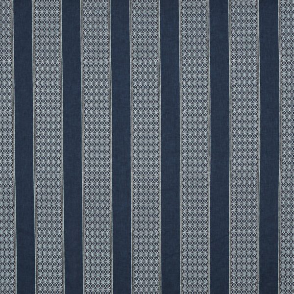 Correlli Fabric - Navy by blue striped embroideried fabric from Prestigious Textiles