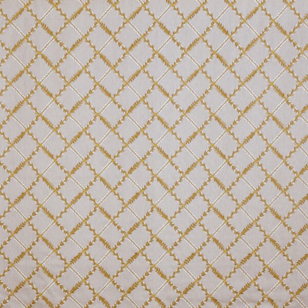 yellow geometric embroideried fabric from Prestigious Textiles