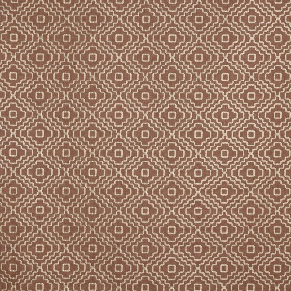 Castelli Fabric - Redwood by red geometric embroideried fabric from Prestigious Textiles