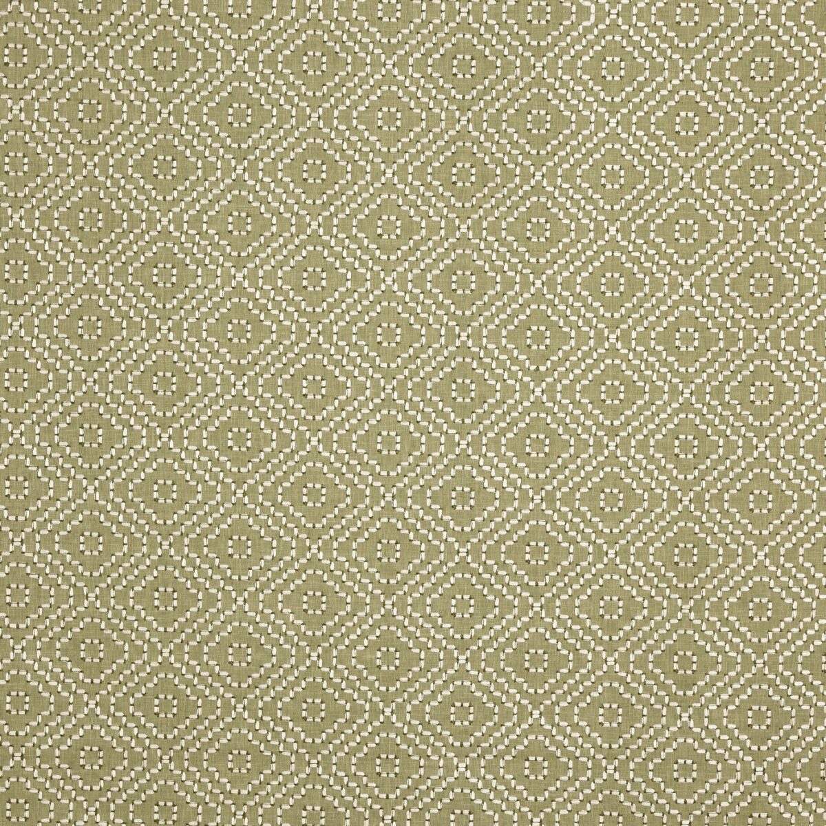 Castelli Fabric - Spruce by green geometric embroideried fabric from Prestigious Textiles