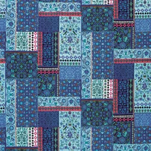Folklore Fabric - Persian Blue / Pink