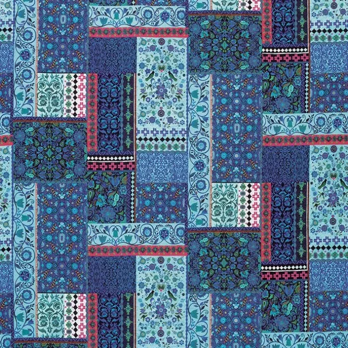 Folklore Fabric - Persian Blue / Pink swatch