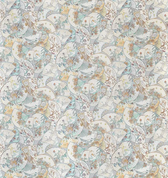 Fanfare Fabric - Grey / Aqua / Sand by Fanfare Fabric - Grey / Aqua / Sand from