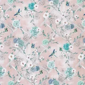 Rosana Trellis Fabric - Blush / Aqua