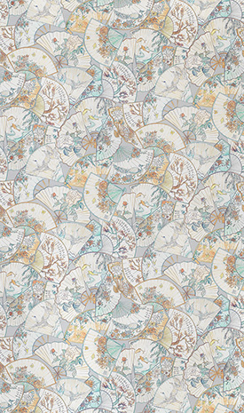 Fanfare Fabric - Grey / Aqua / Sand by multicolour misc cotton fabric from Matthew Williamson