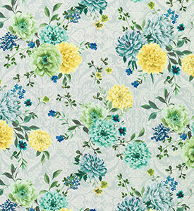 blue botanical linen fabric from Matthew Williamson