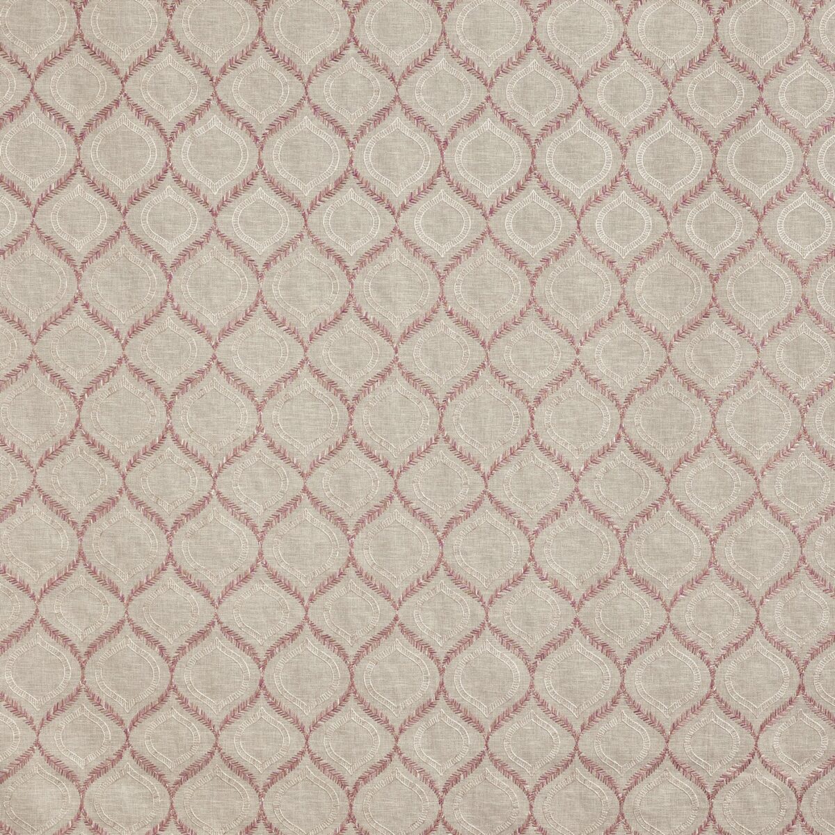 Powell Fabric - Rose by pink geometric embroideried fabric from Prestigious Textiles