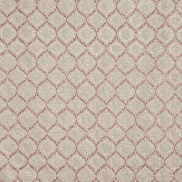 Powell Fabric - Rose by pink geometric embroideried fabric from Prestigious Textiles