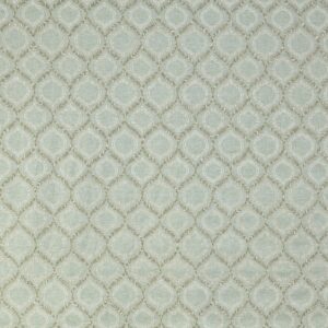 green geometric embroideried fabric from Prestigious Textiles