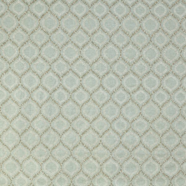 Powell Fabric - Willow by green geometric embroideried fabric from Prestigious Textiles