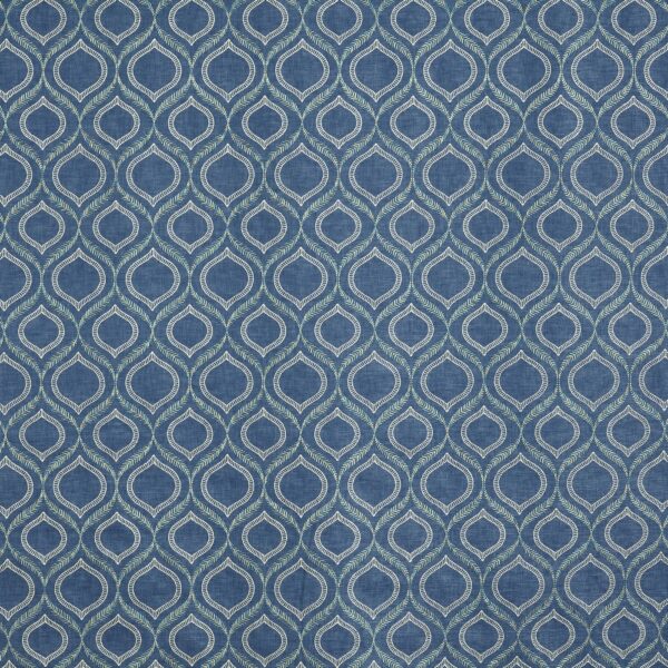 blue geometric embroideried fabric from Prestigious Textiles