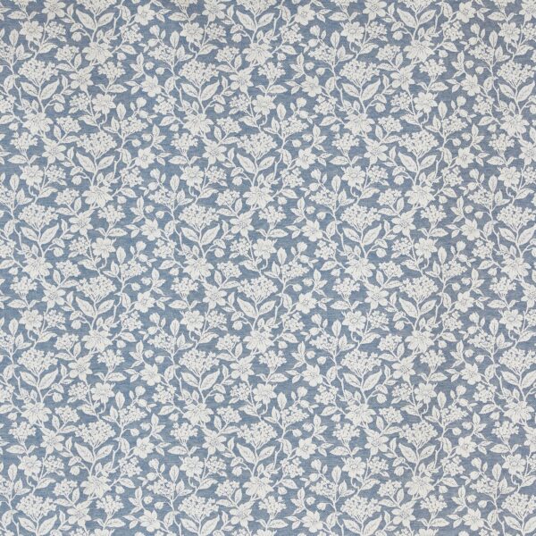 Rosana Fabric - Navy by blue botanical jacquard fabric from Prestigious Textiles
