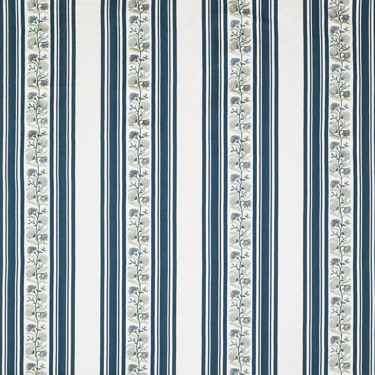 blue striped embroideried fabric from Prestigious Textiles