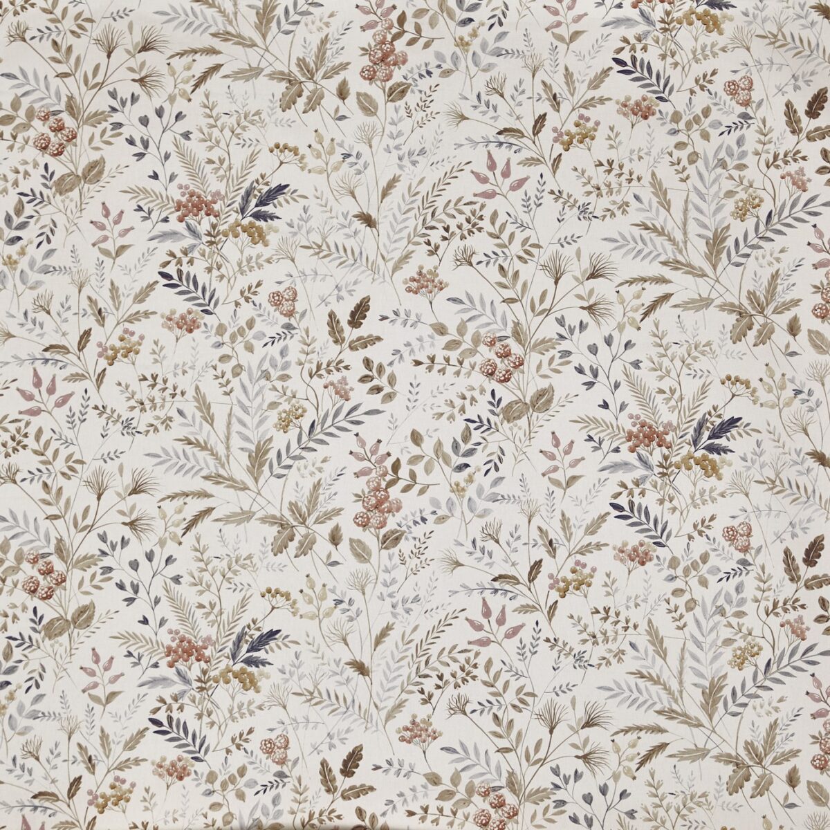 Cleo Fabric - Oat by orange botanical printed fabric from Prestigious Textiles
