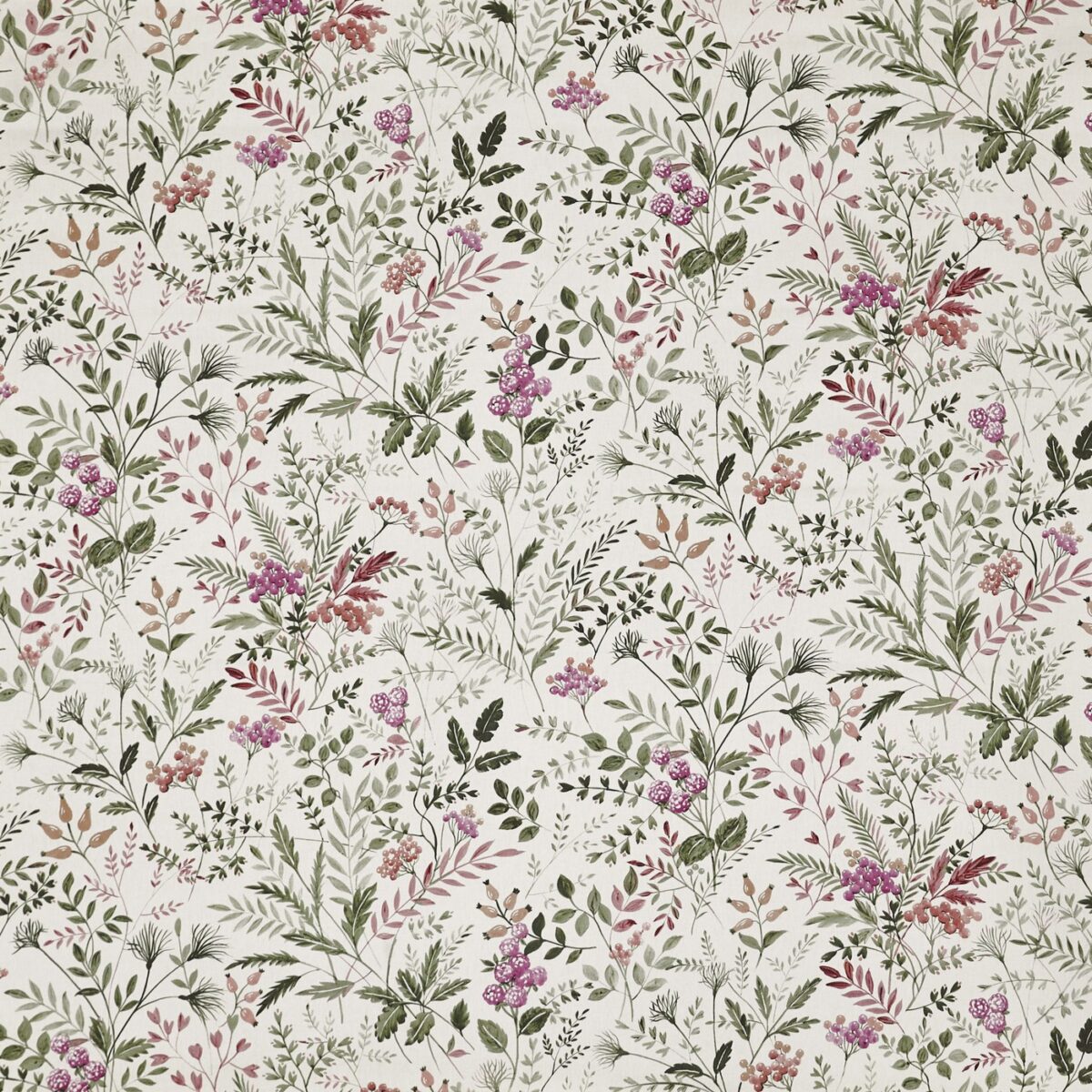 Cleo Fabric - Rose by pink botanical printed fabric from Prestigious Textiles