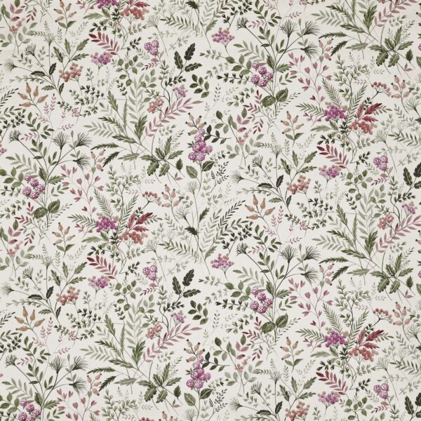Cleo Fabric - Rose by pink botanical printed fabric from Prestigious Textiles