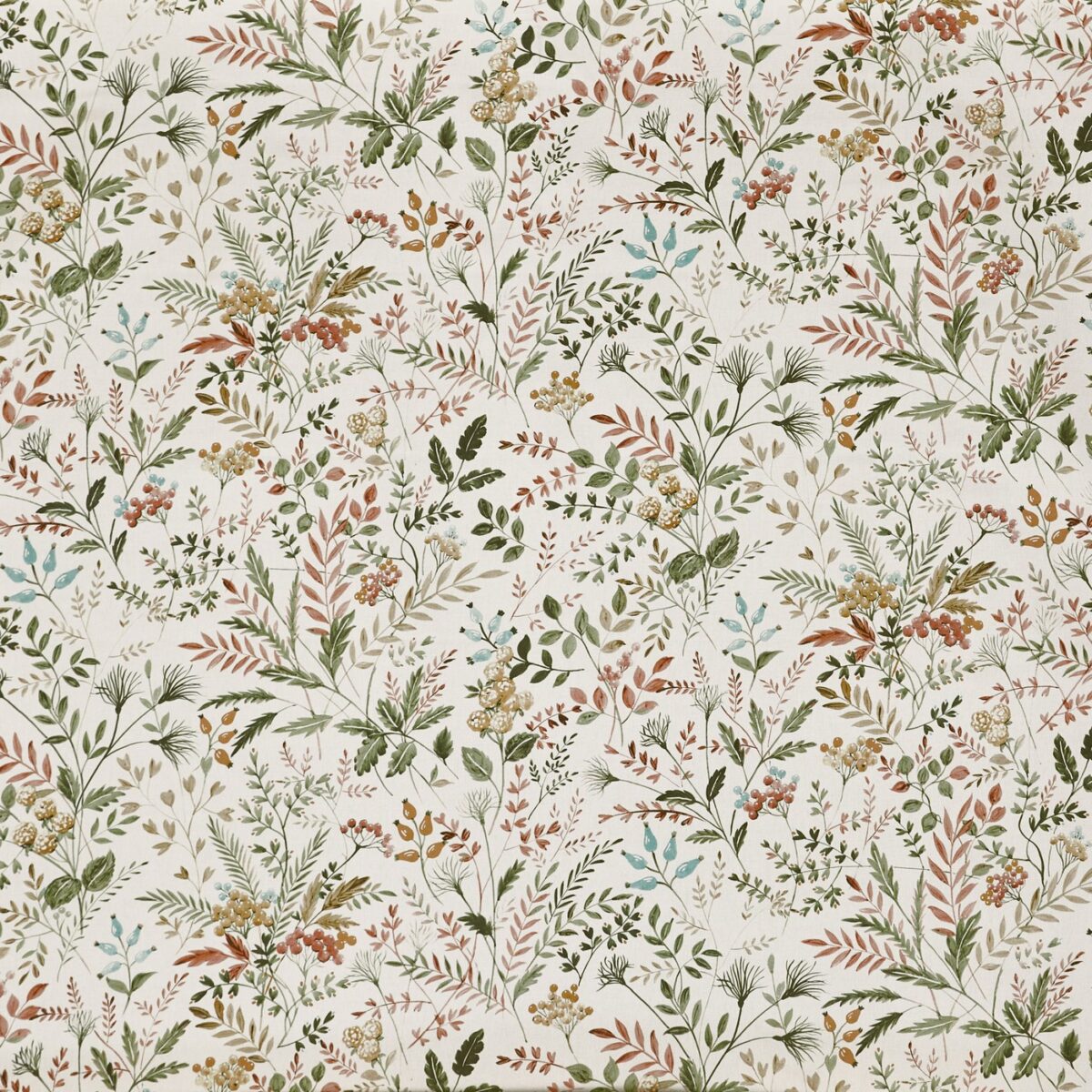 Cleo Fabric - Apricot by brown botanical printed fabric from Prestigious Textiles