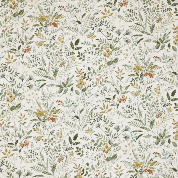 Cleo Fabric - Willow by green botanical printed fabric from Prestigious Textiles