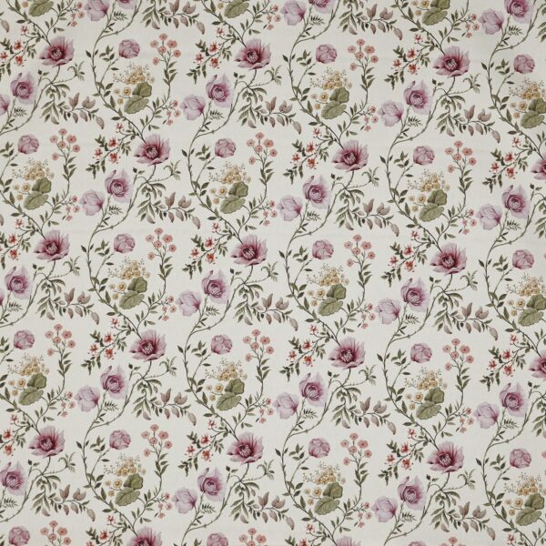 Longmoor Fabric - Rose by pink botanical printed fabric from Prestigious Textiles