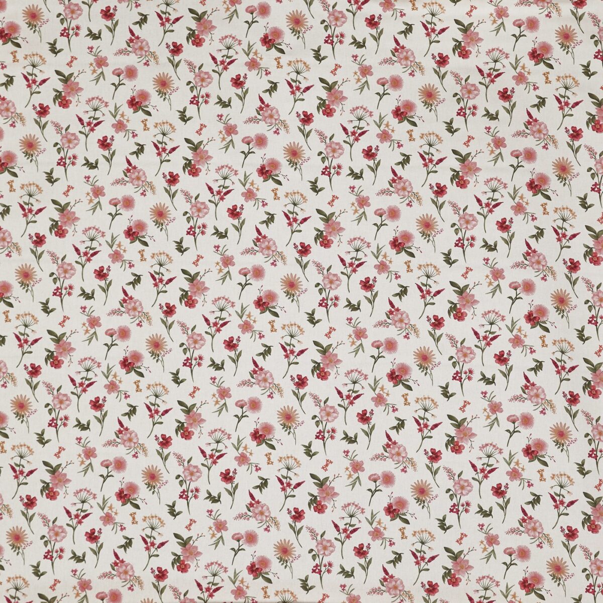 Marigold Fabric - Rose by pink botanical printed fabric from Prestigious Textiles