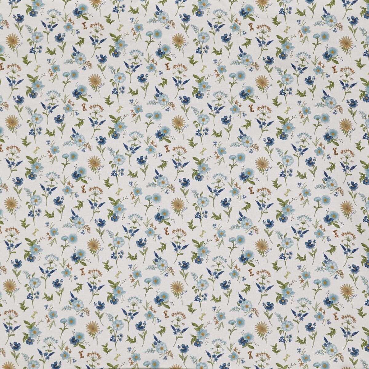 Marigold Fabric - Cornflower by blue botanical printed fabric from Prestigious Textiles
